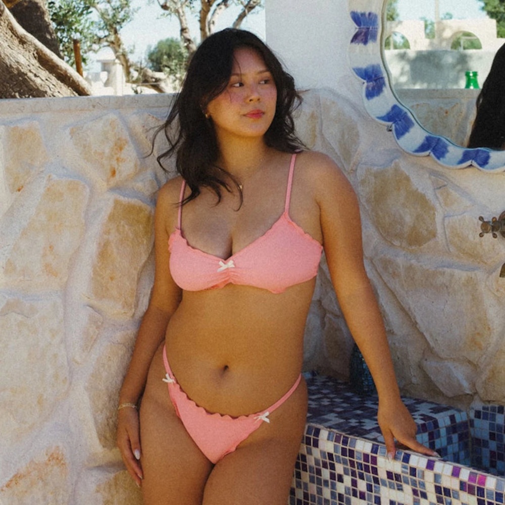 Dippin Daisys Rose Pink Bikini. Size S top and bottom. Brand new with tags.
